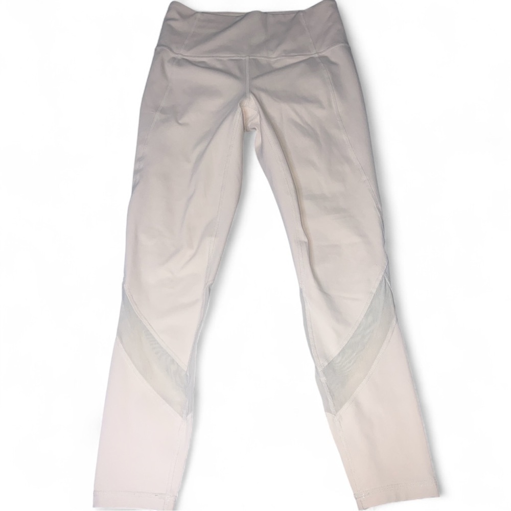 Athleta Blush Pink Womens High-Rise Leggings with mesh detail